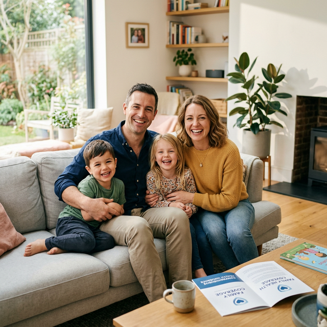 happy family healthcare insurance concept